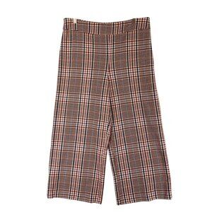 Belle Vere pull on  Plaid High Rise Wide Leg Cropped Flat Front pants size 8